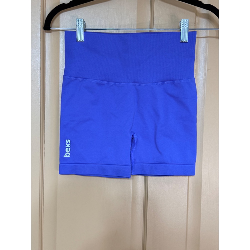 Beks Athletics Royal Blue Scrunch Butt High Waisted Seamless Workout Shorts S